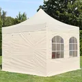 Produktbild: 3x3m Faltpavillon Faltzelt Pavillon PROFESSIONAL Stahl mit Fenster creme