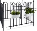 Produktbild: Relaxdays Gartenzaun Metall GOTH Komplettset 4,8 m, Metallzaun aus Eisen, 4 Zaunelemente 90 x 120 cm, anthrazit, schwarz
