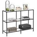 Produktbild: VASAGLE Konsolentisch, Regal, 3 Ablagen aus Hartglas, Flurtisch, 30 x 100 x 73 cm, Metallrahmen, modern, für Flur, Wohnzimmer, Schlafzimmer, klassikschwarz-transparent LGT027B01