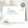 Produktbild: 50 Tischkarten für deine Hochzeit | Eukalyptus türkis - Premium Platzkarte 