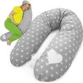 Produktbild: Amilian Stillkissen mit Füllung und Bezug - Seitenschläferkissen - Schwangerschaftskissen zum Schlafen - Pregnancy Pillow - Lagerungskissen Erwac... - Grau