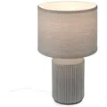 Produktbild: Ino Tischlampe, Stoffschirm, Kabelschalter, Keramikfuß, Grau, Ø22 x 37,5 cm - Briloner
