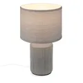 Produktbild: Nachttischlampe E14 Stoffschirm Tischlampe Kabelschalter Keramik Grau 37,5 cm