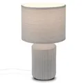 Produktbild: Nachttischlampe E14 Stoffschirm Tischlampe Kabelschalter Keramik Grau 37,5 cm