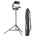 Produktbild: Walimex pro LED Sirius 160 Bi Color Set mit Stativ - 1x 65W Bi Color Flächenleuchte, Studioleuchte, 65 Watt 6000 Lumen, 5600K, dimmbar, 1x Lampenstativ FT-8051 260cm mit Tasche, für Foto + Video