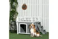 Produktbild: PawHut Hundehütte Hundehaus mit Balkon, Hellgrau 121 x 77 x 78 cm