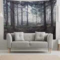 Produktbild: riijk Wandteppich Wald groß 200x150cm. Motiv „Düsterwald“. Auch als Spielteppich. Großes Wandtuch für tolle Raum-Atmosphäre