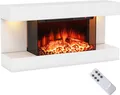 Produktbild: COSTWAY Elektrokamin 1500W/5000BTU, schwebender Wandkamin mit Heizung, LED-Seitenlichtern, Fernbedienung, 12 Flammenfarben, Standkamin 17℃-28℃ weiß