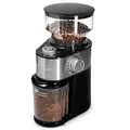 Produktbild: Navaris Elektrische Kaffeemühle mit Edelstahl Scheibenmahlwerk - 200W - für bis zu 14 Tassen Kaffee - 18 Mahlgrade - Kaffee Mühle Metallic Silber