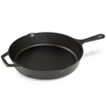 Produktbild: Navaris Gusseisenpfanne - 30cm Eingebrannte Pfanne Gusseisen Induktion, Cast Iron Pan, Gusspfanne, Grillpfanne Gusseisen, Gusseisenpfanne, Steakpfanne mit Zwei Ausgießer, Ofenfest