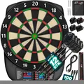 Produktbild: RE:SPORT® Dartscheibe Elektronisch Profi Set mit 12 Pfeilen + 24 Pro Flights + 100 Pfeilspitzen & Zubehör | E Dartautomat für 1–8 Spieler mit 427 Varianten | Elektrisches Dartboard mit LED Anzeige