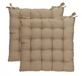 Produktbild: Betz 2 Stück Stuhlkissen mit Bändern - Sitzkissen für Außen oder Innen Größe 40 cm x 40 cm weich gefüllt Farbe beige - 2 Stück