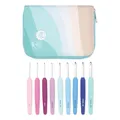 Produktbild: KnitPro Waves Häkelnadel-Set – 9-Haken-Deluxe-Geschenkset, Größen 2 – 6 mm, ergonomische weiche Griffe, weicher Gummigriff für arthritische Hände, leichte und bequeme Häkelnadeln zum Stricken