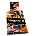 Produktbild: Herding Young Collection Bettwäsche-Set, Feuerwehr Wendemotiv, Bettbezug 135 x 200 cm, Kopfkissenbezug 80 x 80 cm, Baumwolle/Renforcé, Bunt