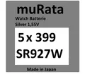 Produktbild: 5x Murata/Sony 399 Uhren-Batterie Knopfzelle SR927W AG7 1,55V  Silberoxid