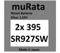 Produktbild: 2x Murata/SONY 395 Uhren-Batterie Knopfzelle SR927SW SR927 AG7 Silberoxid
