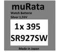 Produktbild: 1x Murata/SONY 395 Uhren-Batterie Knopfzelle SR927SW SR927 AG7 Silberoxid