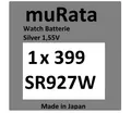 Produktbild: 1x Murata/Sony 399 Uhren-Batterie Knopfzelle SR927W AG7 1,55V  Silberoxid