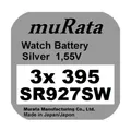 Produktbild: 3x Murata/Sony 395 Uhren-Batterie Knopfzelle SR927SW AG7 Silberoxid Blister Neu