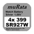 Produktbild: 4x Murata/Sony 399 Uhren-Batterie Knopfzelle SR927W AG7 Silberoxid Blister Neu