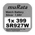 Produktbild: 1x Murata/Sony 399 Uhren-Batterie Knopfzelle SR927W AG7 Silberoxid Blister Neu