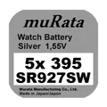 Produktbild: 5x Murata/Sony 395 Uhren-Batterie Knopfzelle SR927SW AG7 Silberoxid Blister Neu