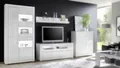 Produktbild: Vitrine Carat Glasvitrine Standvitrine Schrank in weiß Hochglanz und Beton grau