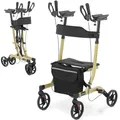 Produktbild: Vierrädriger, faltbarer Rollator für Senioren mit Sitz und Tasche bis 136 kg