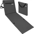 Produktbild: DETEX® Strandmatte mit Rückenlehne Gepolstert Anthrazit Sonnenliege klappbar UV-beständig Tasche Reißverschluss Kissen Tragegurt Garten Camping Picknick Liegematte 158x56cm