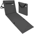 Produktbild: DETEX® Strandmatte mit Rückenlehne Gepolstert Anthrazit Sonnenliege klappbar UV-beständig Tasche Reißverschluss Kissen Tragegurt Garten Camping Picknick Liegematte 158x56cm