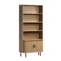 Produktbild: trendteam smart living - Ronin - Standregal - Eiche/Schwarz - Elegantes Bücherregal mit Jalousie-Schiebetüren und Holzgriffen - (BxHxT) 80 x 172 x 40 cm - Schwarze Metallfüße - 4 offene Fächer