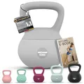 Produktbild: NEOLYMP Soft Kettlebell bodenschonend & leise - stoßdämpfende Kugelhantel mit Eisensandfüllung - ergonomischer Softgriff ideal fürs Homegym Kettlebell 2–12 kg Kugelhantel Set (Grau | 10 kg)
