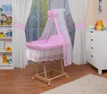 Produktbild: Waldin Baby Stubenwagen-Set mit Ausstattung,XXL,Gestell natur,rosa/weiß