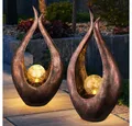 Produktbild: GLOBO LIGHTING Gartenleuchte, LED-Leuchtmittel fest verbaut, 2er Set LED Außen Solar Steh Leuchten Glas Kugel Hof Strahler Bronze