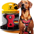 Produktbild: Tierhood Hundegeschirr - Reflektierendes Hundegeschirr für kleine bis große Hunde - Anti Zug Hundegeschirr gepolstert - Hundegeschirr kleine Hunde - Hundegeschirr mittelgroße Hunde - Rot, 40