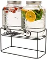 Produktbild: Cookinglife Getränkespender | 2X 4 Liter | Glas mit Zapfhahn und Gestell | Wasserspender | Saftspender | Für kalte Getränke | Cocktailspender | Ideal für Partys oder Grillfeste
