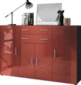 Produktbild: Vladon Highboard Aron Anrichte mit 2 Schubladen und 4 Türen mit insgesamt 8 Fächer dahinter, Anthrazit matt/Bordeaux Hochglanz (166,5 x 106,5 x 35 cm)