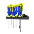 Produktbild: S&R Schraubendreher Set Torx 6-tlg, magnetisch, Power-Form Schraubendrehersatz, T10 T15 T20 T25 T27 T30, gelochter Ergo-Griff, inkl. Wandhalterung, Schraubenzieher Set mit S2 Spezialstahl Klingen