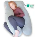 Produktbild: Ella Schwangerschaftskissen, U-förmiges Seitenschläferkissen, U-Kissen, Stillkissen mit waschbarem Baumwollbezug, Ganzkörperkissen & Stützkissen für Frauen, Seitenschläfer - 140 x 80 cm, grau