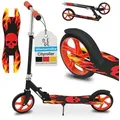 Produktbild: ArtSport Scooter Cityroller Fire - Big Wheel & klappbar - Kinder Roller Schwarz - Schwarz/Rot