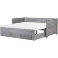 Produktbild: Tagesbett Grau Holz 90 X 200 Cm Ausziehbar 3 Schubladen Mit Lattenrost Holzfurnierte Mdf Platte Elegant Scandinavien Stil