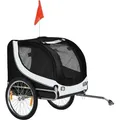 Produktbild: Hundeanhänger Fahrradanhänger Hundetransporter Hunde Fahrrad Anhänger Weiß+schwarz 130 X 73 X 90 Cm - Pawhut