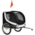 Produktbild: Pawhut Hundeanhänger Fahrradanhänger Hundetransporter Hunde Fahrrad Anhänger Weiß+Schwarz 130 x 73 x 90 cm