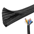 Produktbild: Josnown Selbstschließend Kabelkanal, 3m Zuschneidba Kabelschlauch Gewebter Kabelmantel, Durchmesser 12-20mm, Kabelmanagement für Hause und im Büro Verstecken im Schreibtisch, TV, Boden, Schwarz