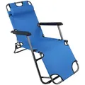 Produktbild: Ambia Garden Gartenliege, Blau, Metall, Kunststoff, Textil, Füllung: Polyester, 60x27x153 cm, Räder am Kopfende, UV-beständig, rostfrei, klappbar, Rückenlehne verstellbar, Gartenmöbel, Gartenliegen