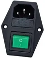 Produktbild: Kaltgeräte Einbau-Buchse C14, mit Grünem Schalter und Zwei Sicherungen, 3-Pin 220-250V/10A Audio Kaltgeräte-Buchse Einbau Kupplung Stecker Buchse, 3-in-1 Einlassmodulstecker mit Schalter, beleuchtet