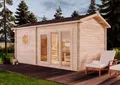 Produktbild: Saunahaus Gartensauna Genf-70 mit Panoramafenster Holz, 70 mm Wandstärke, 19 m²