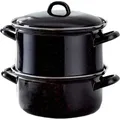 Produktbild: Riess Kartoffelkocher mit Deckel Ø18cm 2 Liter 3  teilig Classic Schwarz Emaille
