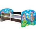 Produktbild: ACMA Jugendbett Kinderbett Junior-Bett Komplett-Set mit Matratze Lattenrost und Rausfallschutz Wenge 32 Ritter 160x80 - Dunkelbraun