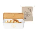 Produktbild: Bright Bread Brotkasten mit Deckel aus Bambus & Brotbeutel (37x20x12cm) Brotbox gegen schimmeln & austrocknen - Brot Aufbewahrungsbox - Bread Bin